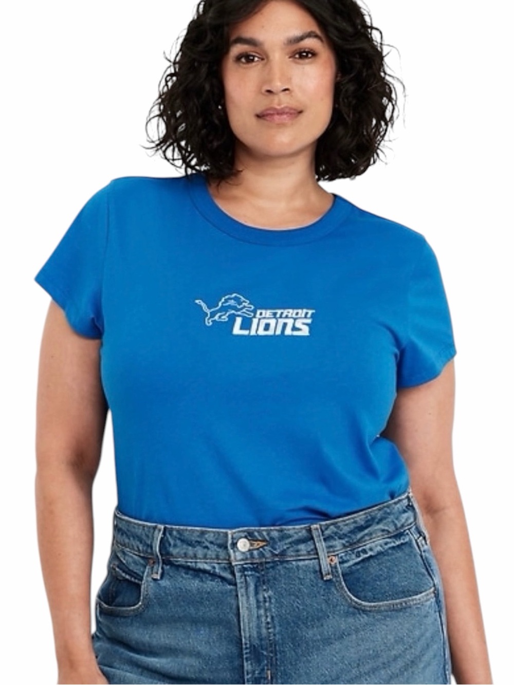Detroit Lions Women's Royal Crewneck Logo Tee
